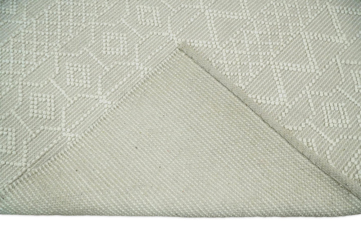 5x8 Hand woven tribal Woolen Chunky and Soft White and Beige Wool Area Rug | TRDMA17 - The Rug Decor