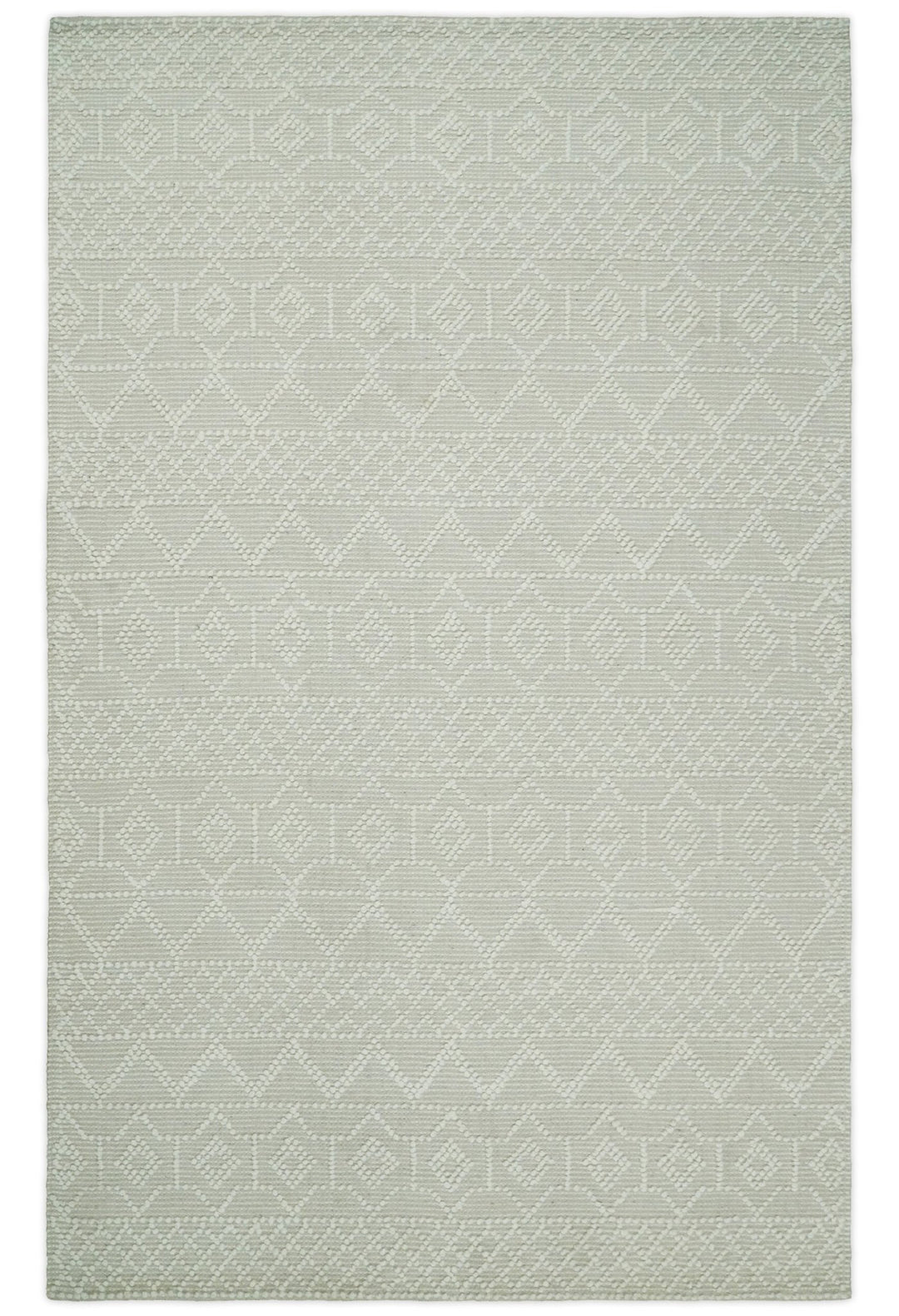 5x8 Hand woven tribal Woolen Chunky and Soft White and Beige Wool Area Rug | TRDMA17 - The Rug Decor