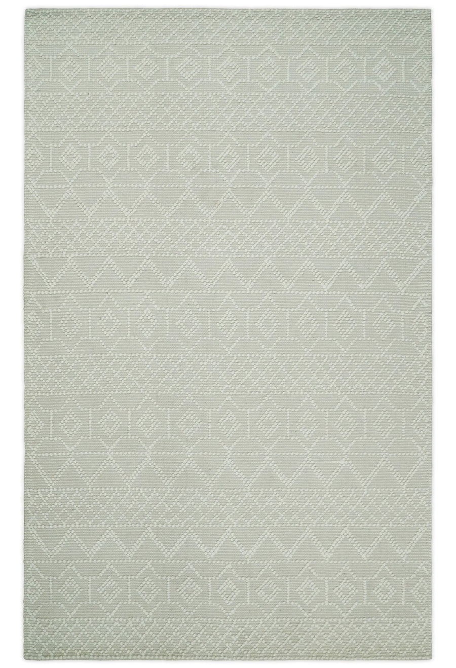 5x8 Hand woven tribal Woolen Chunky and Soft White and Beige Wool Area Rug | TRDMA17 - The Rug Decor