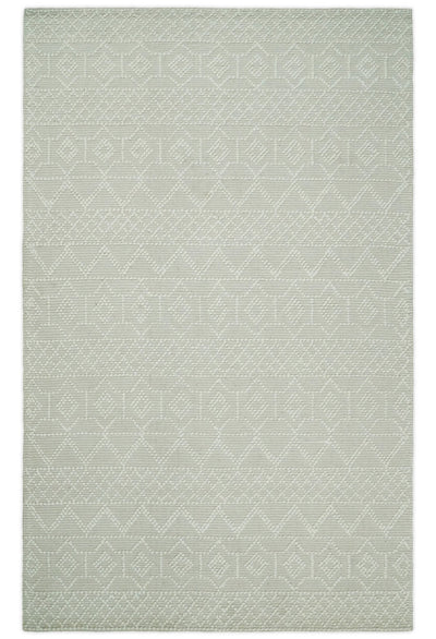 5x8 Hand woven tribal Woolen Chunky and Soft White and Beige Wool Area Rug | TRDMA17 - The Rug Decor