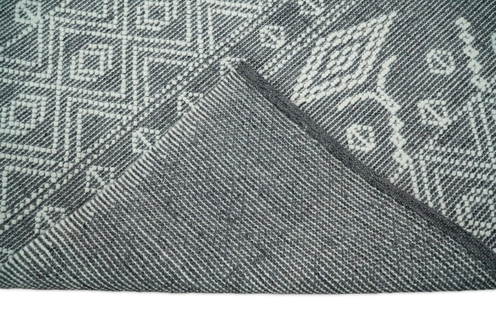 5x8 Hand woven tribal Woolen Chunky and Soft White and Black Wool Area Rug | TRDMA18 - The Rug Decor
