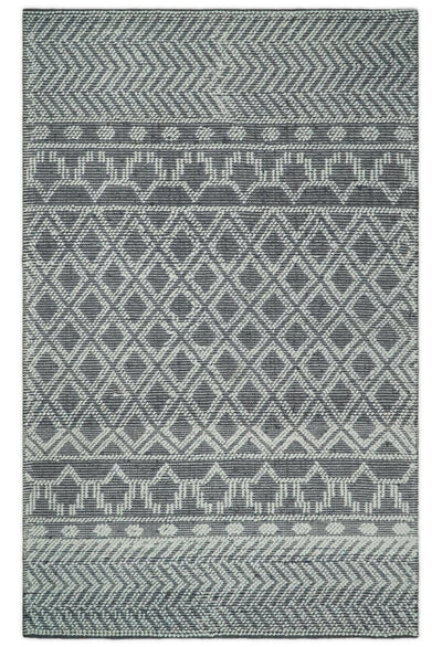 5x8 Hand woven tribal Woolen Chunky and Soft White and Black Wool Area Rug | TRDMA20 - The Rug Decor