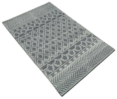 5x8 Hand woven tribal Woolen Chunky and Soft White and Black Wool Area Rug | TRDMA20 - The Rug Decor