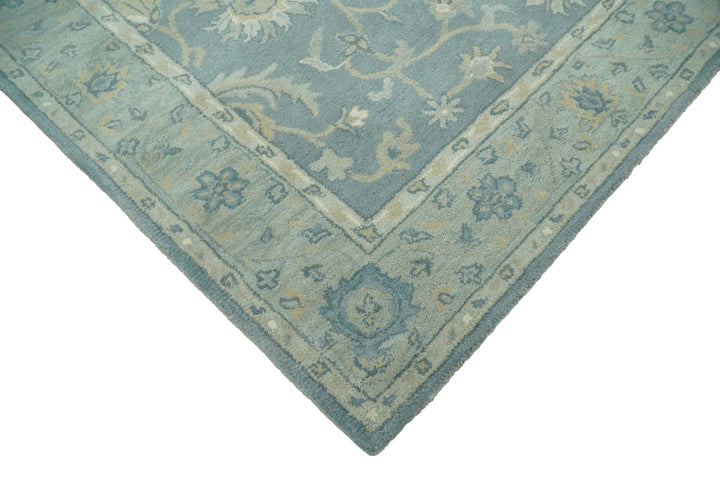 5x8 Handmade Classic Vintage Design Blue and Silver Wool Area Rug | TRDCP12158 - The Rug Decor