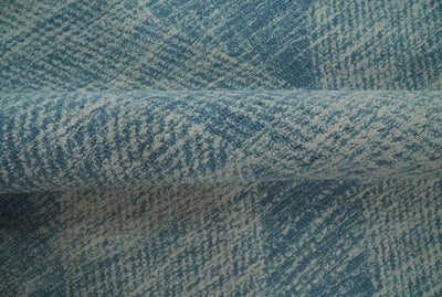 5x8 Ivory and Blue cross Checks style Hand Tufted Farmhouse Wool Area Rug - The Rug Decor