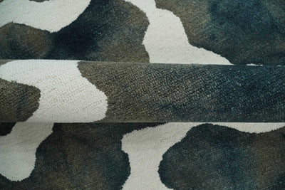 5x8 Ivory, Blue and Beige Abstract Hand Tufted Wool Area Rug - The Rug Decor