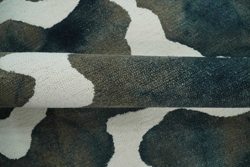 5x8 Ivory, Blue and Beige Abstract Hand Tufted Wool Area Rug - The Rug Decor