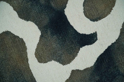 5x8 Ivory, Blue and Beige Abstract Hand Tufted Wool Area Rug - The Rug Decor