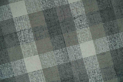 5x8 Ivory, Gray and Charcoal Checks style Hand Tufted Farmhouse Wool Area Rug - The Rug Decor