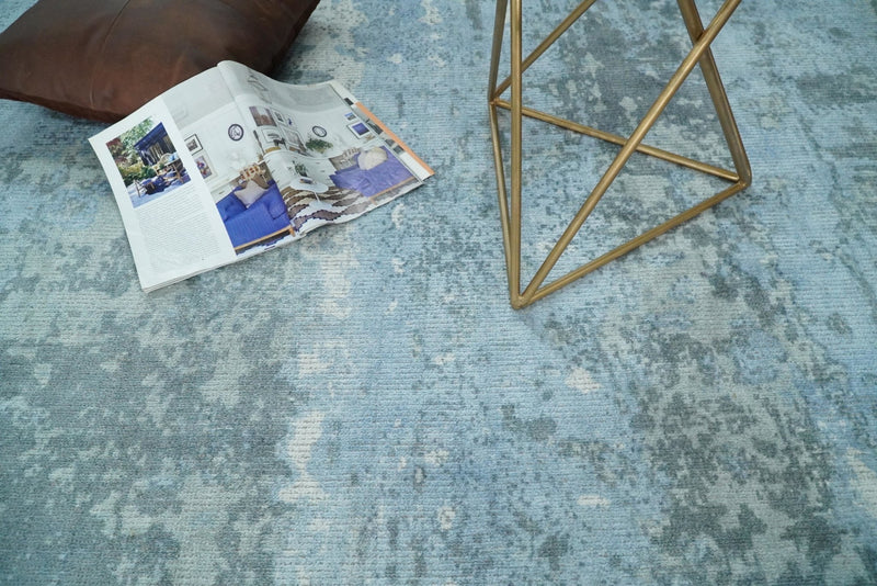 5x8 Modern Abstract Blue and Gray Contemporary Wool Area Rug | QT8 - The Rug Decor