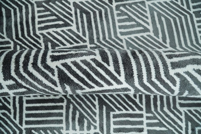 5x8 Modern Black and White Geometric Block Wool Blend Area Rug | QT11 - The Rug Decor