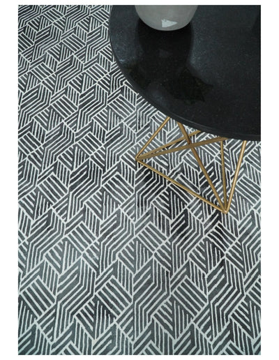 5x8 Modern Black and White Geometric Block Wool Blend Area Rug | QT11 - The Rug Decor