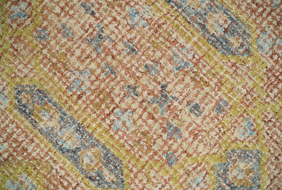 5x8 Peach, Beige and Charcoal Traditional Heriz Hand Tufted Farmhouse Wool Area Rug - The Rug Decor