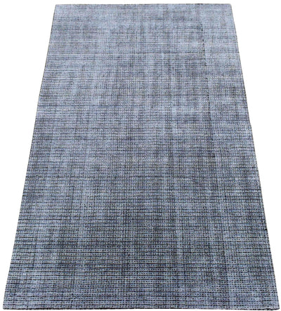 5x8 Silver and Black Handmade Area Rug Made With Fine Viscose - The Rug Decor