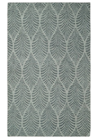 5x8 Silver and Charcoal Stripes Pattern Hand Tufted Farmhouse Wool Area Rug - The Rug Decor