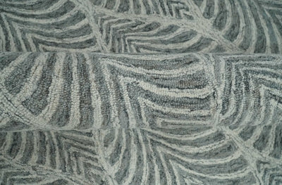 5x8 Silver and Charcoal Stripes Pattern Hand Tufted Farmhouse Wool Area Rug - The Rug Decor