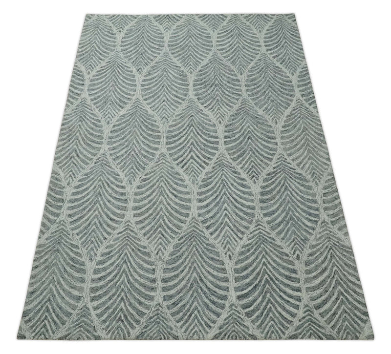 5x8 Silver and Charcoal Stripes Pattern Hand Tufted Farmhouse Wool Area Rug - The Rug Decor