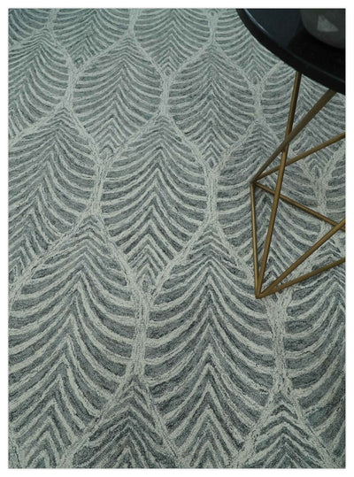 5x8 Silver and Charcoal Stripes Pattern Hand Tufted Farmhouse Wool Area Rug - The Rug Decor