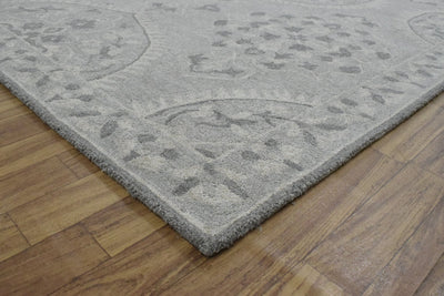 5x8 Silver and Gray Wool Area Rug | Handmade Area rug made with fine wool - The Rug Decor