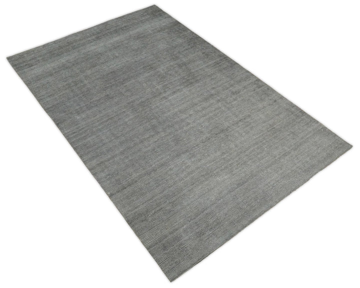 5x8 Solid Gray Rug made with wool and viscose blend | TRD178A - The Rug Decor