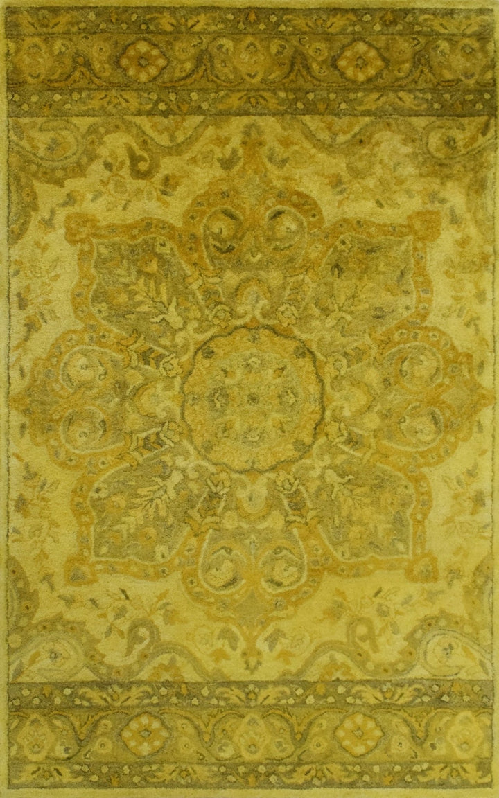 5x8 Wool Area Rug | Handmade Area rug made with fine wool and Overdyed | Bedroom Rug, Gold Overdyed Rug, Living Room Rug, Classic Style Rug - The Rug Decor