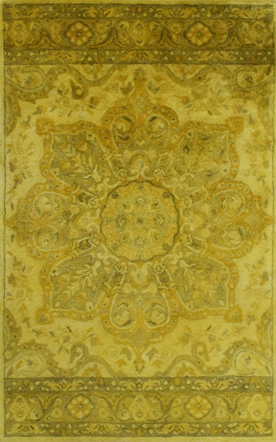 5x8 Wool Area Rug | Handmade Area rug made with fine wool and Overdyed | Bedroom Rug, Gold Overdyed Rug, Living Room Rug, Classic Style Rug - The Rug Decor