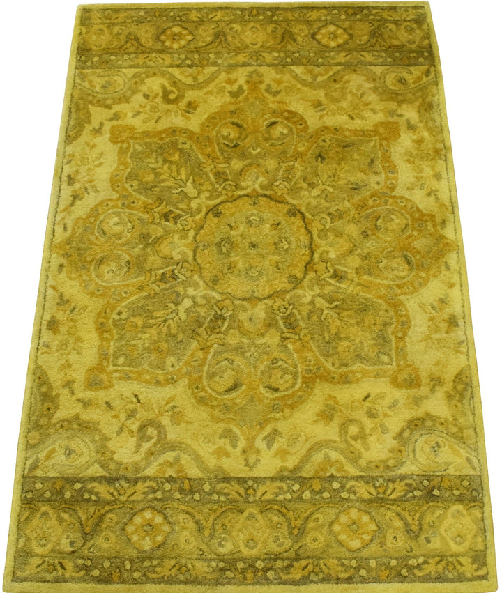 5x8 Wool Area Rug | Handmade Area rug made with fine wool and Overdyed | Bedroom Rug, Gold Overdyed Rug, Living Room Rug, Classic Style Rug - The Rug Decor