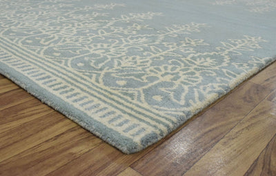 5x8 Wool Area Rug | Handmade Area rug made with fine wool | Bedroom Rug, Wool Rug, Blue and Beige Rug, Living Room Rug - The Rug Decor