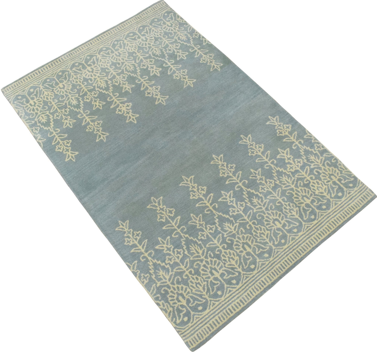 5x8 Wool Area Rug | Handmade Area rug made with fine wool | Bedroom Rug, Wool Rug, Blue and Beige Rug, Living Room Rug - The Rug Decor