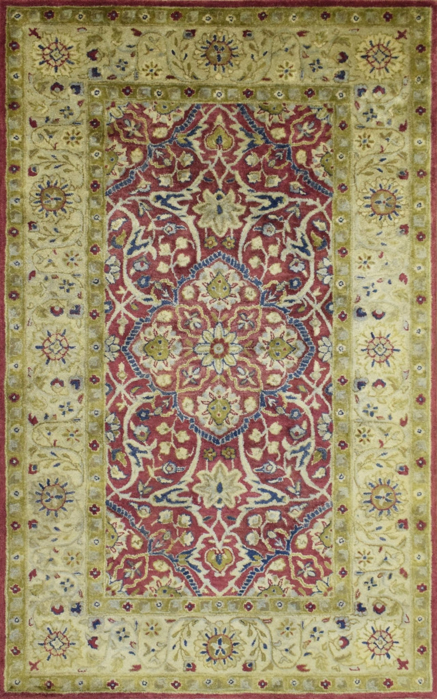 5x8 Wool Area Rug | Handmade Area rug made with fine wool | Bedroom Rug, Wool Rug, Red and Camel Rug, Living Room Rug, Classic Style Rug - The Rug Decor