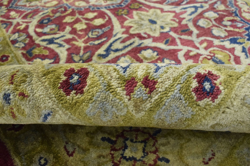5x8 Wool Area Rug | Handmade Area rug made with fine wool | Bedroom Rug, Wool Rug, Red and Camel Rug, Living Room Rug, Classic Style Rug - The Rug Decor