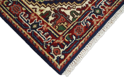 Handmade Blue and Red Heriz Serapi 10 Feet Runner made with wool | TRDCP432710