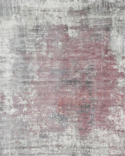 6.6x8 Rug, Abstract Red and Gray Rug made with Viscose Art Silk - The Rug Decor