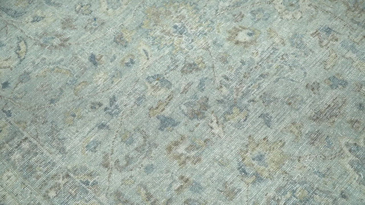 Vintage 6x9, 8x10 and 9x12 Hand Knotted Traditional Silver, brown and Beige Antique Textured Low Pile Distressed Wool Rug | TRD53114