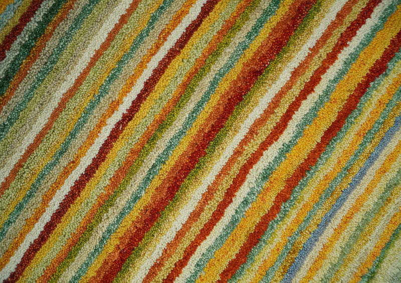 Hand Knotted 6x8 Multicolor Stripes Wool Traditional Antique Southwestern Lori Gabbeh Rug | TRDPC34