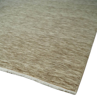 6x10 Hand Woven Natural Beige and Ivory Solid wool area Rug, Living Room Rug | N352610 - The Rug Decor