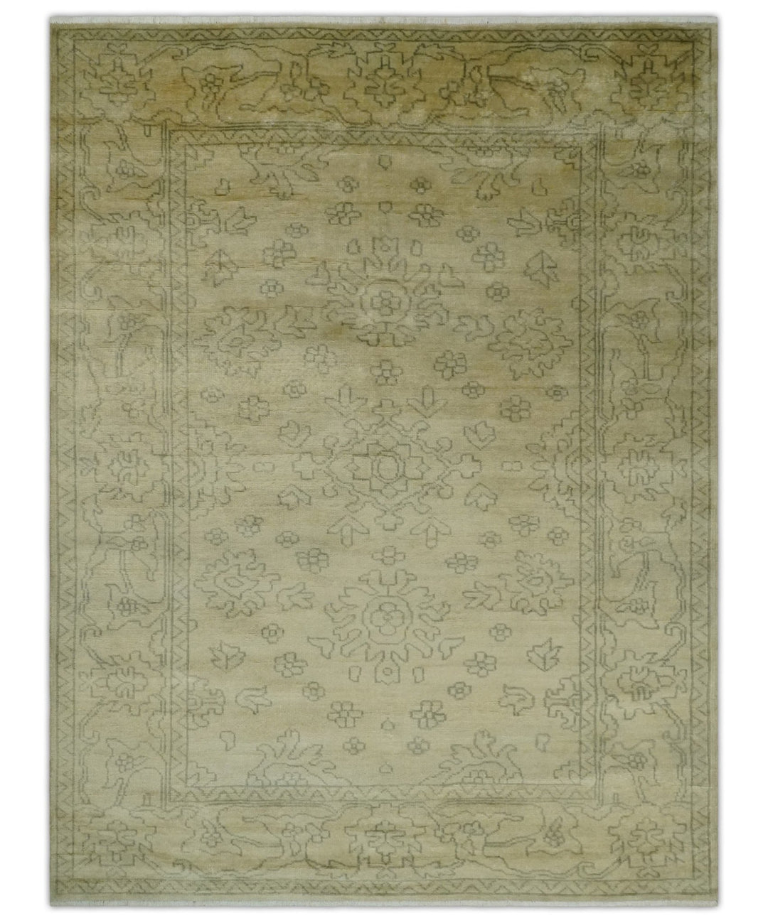 6x8 Hand Knotted Beige and Gray Turkish Design Traditional Wool Rug | N35468 - The Rug Decor