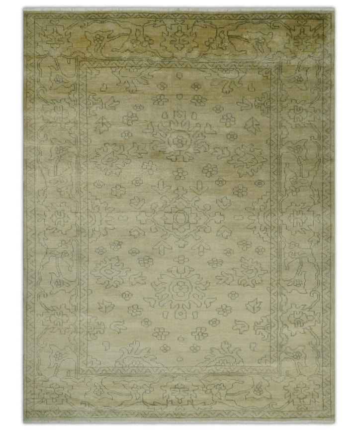 6x8 Hand Knotted Beige and Gray Turkish Design Traditional Wool Rug | N35468 - The Rug Decor