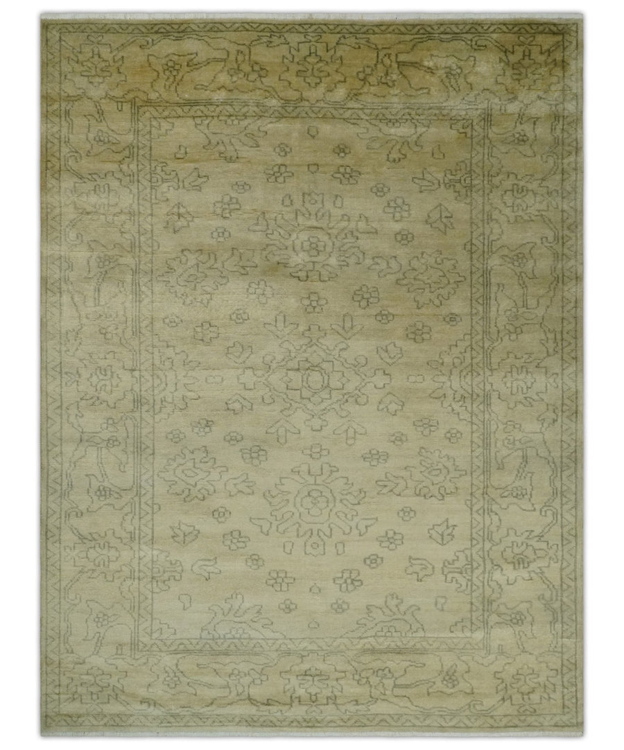 6x8 Hand Knotted Beige and Gray Turkish Design Traditional Wool Rug | N35468 - The Rug Decor
