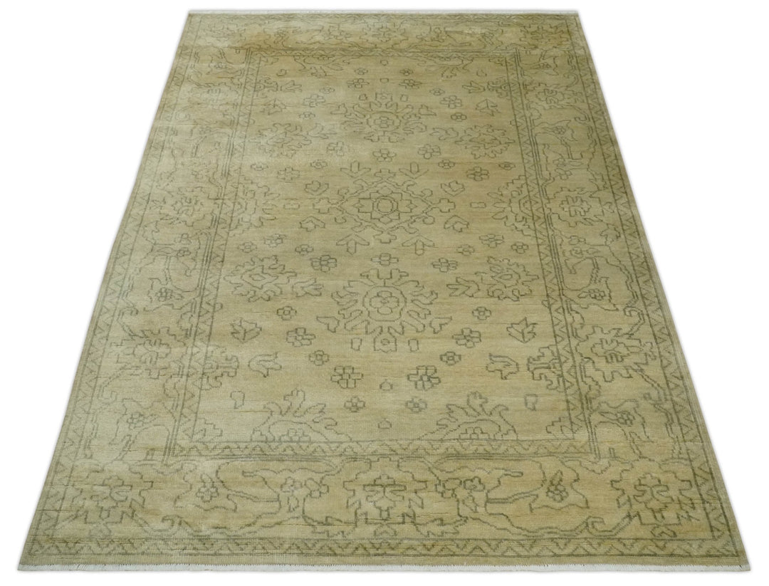 6x8 Hand Knotted Beige and Gray Turkish Design Traditional Wool Rug | N35468 - The Rug Decor