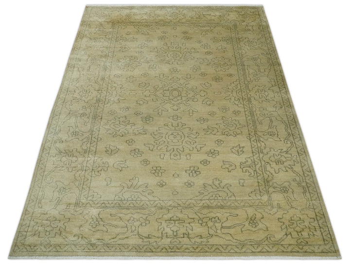 6x8 Hand Knotted Beige and Gray Turkish Design Traditional Wool Rug | N35468 - The Rug Decor