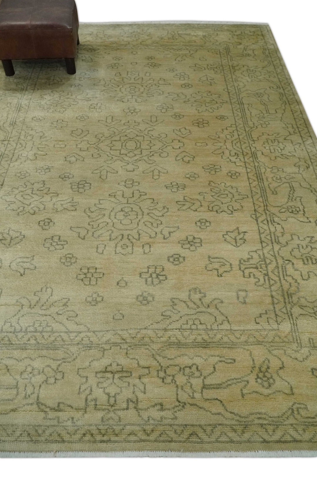 6x8 Hand Knotted Beige and Gray Turkish Design Traditional Wool Rug | N35468 - The Rug Decor