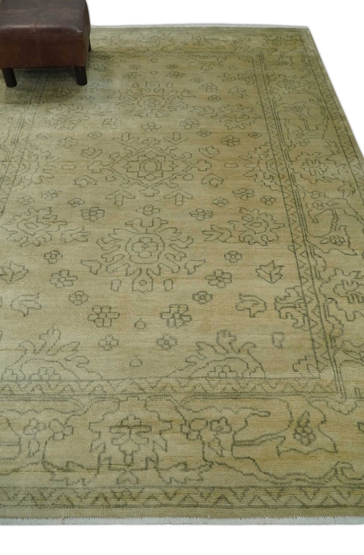 6x8 Hand Knotted Beige and Gray Turkish Design Traditional Wool Rug | N35468 - The Rug Decor