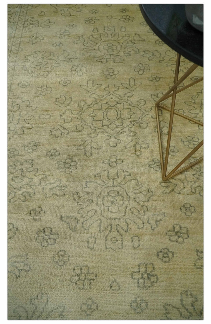 6x8 Hand Knotted Beige and Gray Turkish Design Traditional Wool Rug | N35468 - The Rug Decor