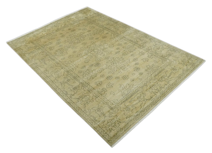 6x8 Hand Knotted Beige and Gray Turkish Design Traditional Wool Rug | N35468 - The Rug Decor