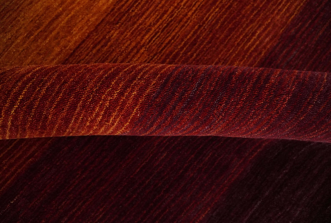 6x8 Ombre Brown and Rust Blended Stripes Pattern Wool Hand Woven Southwestern Gabbeh Rug - The Rug Decor