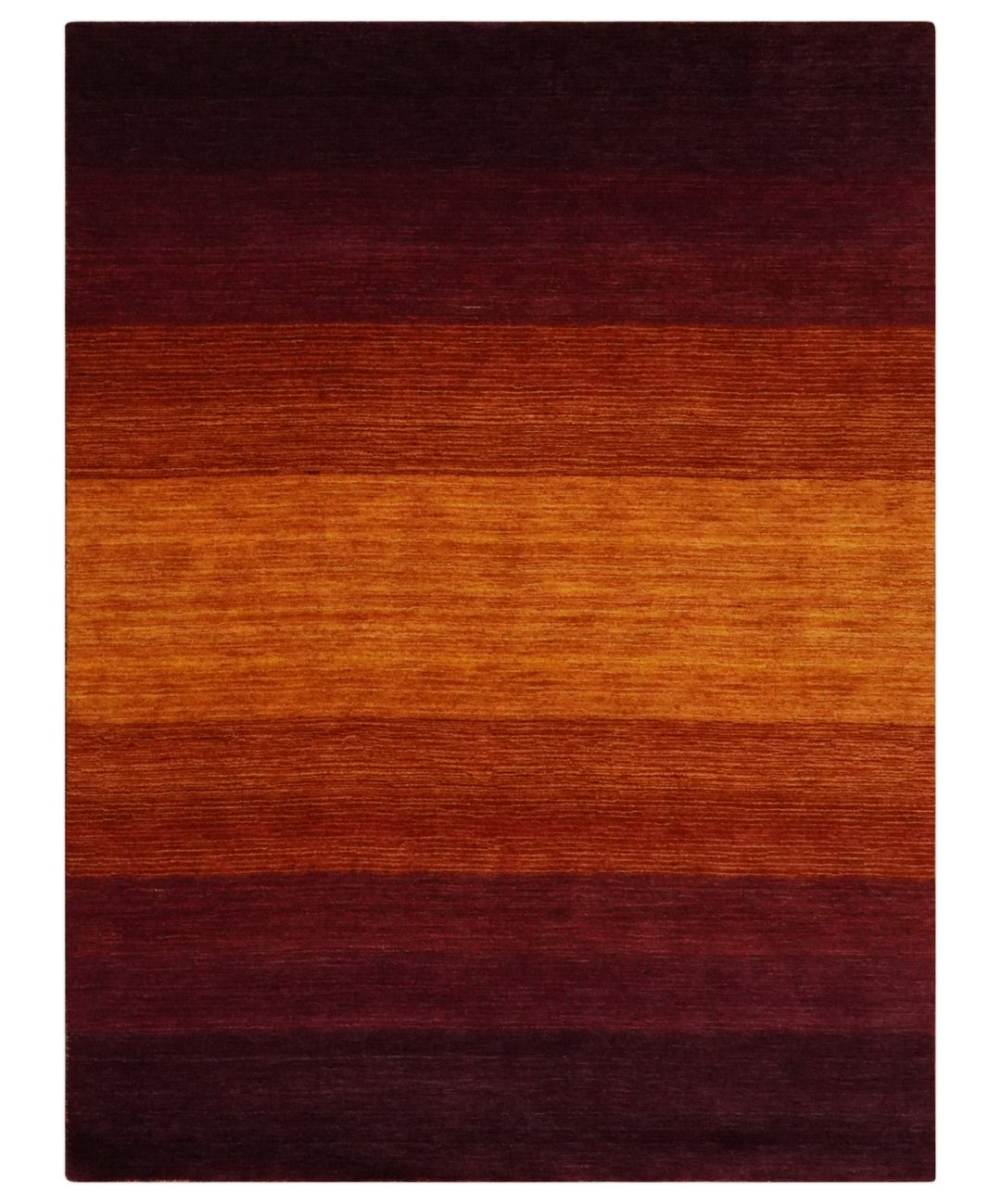 6x8 Ombre Brown and Rust Blended Stripes Pattern Wool Hand Woven Southwestern Gabbeh Rug - The Rug Decor