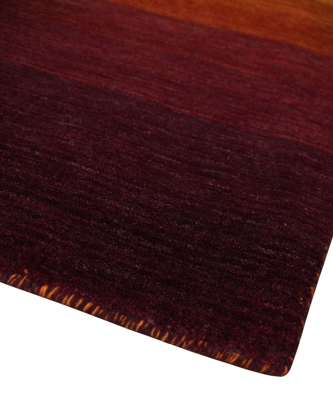 6x8 Ombre Brown and Rust Blended Stripes Pattern Wool Hand Woven Southwestern Gabbeh Rug - The Rug Decor