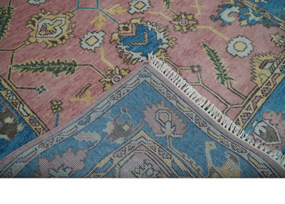 6x8 Pink, Blue and Beige Hand Knotted Heriz Serapi Floral Area Rug | TRDPC40 - The Rug Decor