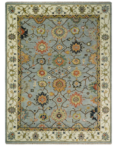 6x9, 8x10, 9x12, 10x14 and 12x15 Antique Traditional Persian Blue and Ivory Vintage Style Area Rug | TRDCP657 - The Rug Decor